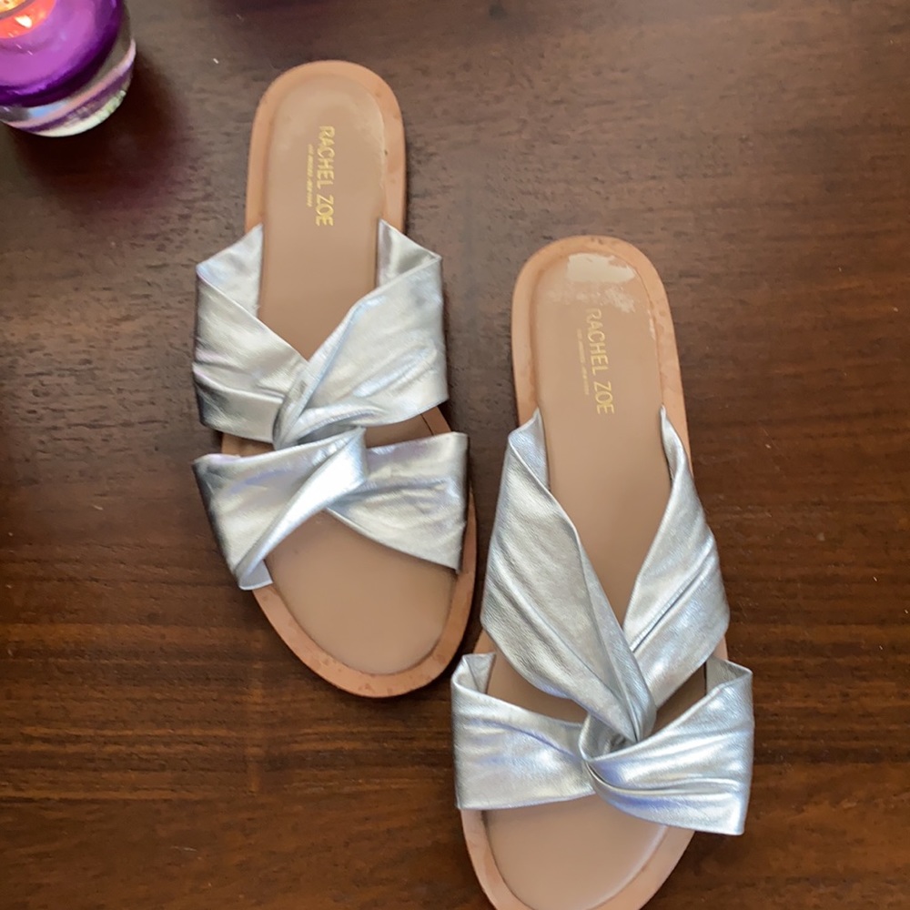 Rachel Zoe Hampton Silver Flat Sandal